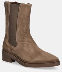 Calvin Klein magasszárú cipő velúrból HEEL CHELSEA BOOT 30 SUE barna, női, lapos talpú, HW0HW02191 - barna Női 36