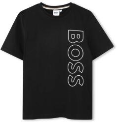 HUGO BOSS gyerek pamut póló fekete, nyomott mintás, J51206 - fekete 126