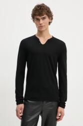 Zadig&Voltaire gyapjú pulóver könnyű, férfi, fekete, KMSW00683 - fekete M