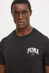 PUMA pamut póló fekete, férfi, nyomott mintás, 681792 - fekete XS