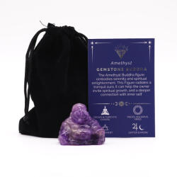 Ancient Wisdom Ametiszt ásvány BUDDHA szobrocska - 3, 5x4x2, 3 cm (GemF-60)
