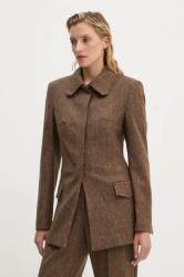 Remain gyapjú kabát Fitted Herringbone Blazer barna, mintás, egysoros gombolású, 5018632977 - barna 36
