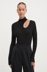 HUGO BOSS pulóver könnyű, női, fekete, félgarbó nyakú, 50522554 - fekete S