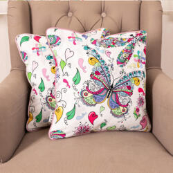 Hiko Set 2 perne decorative cu fata detasabila, Hiko Fantasy Fluturi (100000218)