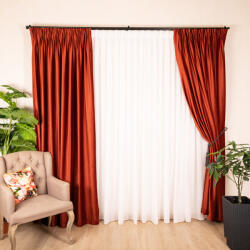 Set 2 draperii x fix dimensiunea sinei sau galeriei si inaltimea, Hiko COMFY catifea caramizie, cu rejansa pliuri, fundita - hiko - 573,75 RON