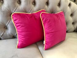 Hiko Set 2 perne decorative cu fata detasabila, Hiko COMFY catifea flamingo roz cu vipusca galbena (100000248)