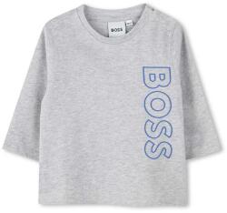 HUGO BOSS baba pamut hosszú ujjú szürke, nyomott mintás, J51293 - szürke 86