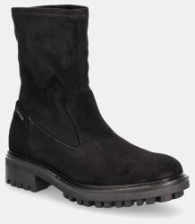 Calvin Klein velúr bokacsizma FLAT SOCK BOOT SUE MIX fekete, női, lapos talpú, HW0HW02199 - fekete Női 36