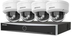 Hikvision Kit supraveghere video Hikvision 4 camere IP 4K IR 30m lumina alba 30m lentila 2.8mm microfon, NVR 4 canale PoE 12MP AcuSense SafetyGuard Surveillance