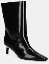 Calvin Klein bőr csizma HEEL MID BOOT 50 LTH fekete, női, tűsarkú, HW0HW02151 - fekete Női 36