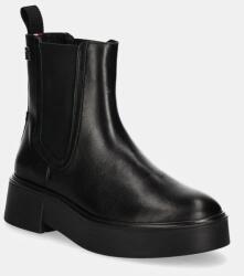 Tommy Hilfiger bőr bokacsizma MINIMAL LEATHER CHELSEA LOGOTAPE - fekete Női 37