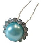 Hair Power kék gyöngy hajtű strasszkövekkel, 1 db - hajpatika