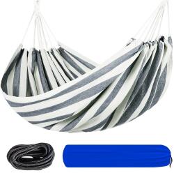 Malatec Hamac single Rio, traverse din lemn, franghii si sac depozitare, bumbac, 240 x 160 cm