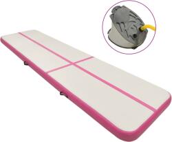 vidaXL rózsaszín PVC felfújható tornamatrac pumpával 600 x 100 x 15 cm (92667)