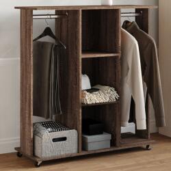 vidaXL barna tölgy szerelt fa ruhásszekrény kerékkel 102 x 38 x 110 cm (848037) - vidaxl