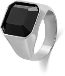 Troli Masszív acél gyűrű fekete kristállyal 57 mm