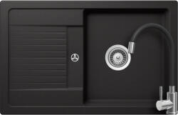 SCHOCK Schock Lima D-100S konyhai mosogatótálca 780 x 500 mm Nero, fekete és Schock Flora flexibilis csövű konyhai csaptelep, inox, fekete (SETLD100SFSNERO)