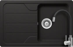 SCHOCK Schock Formhaus D-100S konyhai mosogatótálca 780 x 500 mm Nero és Schock Flora flexibilis csövű konyhai csaptelep, inox, fekete (SETFD100SFSNERO)