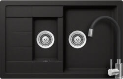 SCHOCK Schock Manhattan D-150S konyhai mosogatótálca 780 x 500 mm Nero és Schock Flora flexibilis csövű konyhai csaptelep, inox, fekete (SETMD150SFSNERO)