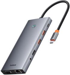 Baseus HUB Baseus PortalJoy Sorozat 13 az 1-ben USB-C - 2x HDMI / DP / VGA / USB-A 3.1 / USB-C 3.1 / USB-A 2.0 / PD / RJ45 / SD / TF / AUX - szürke