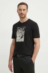 BOSS Orange tricou din bumbac barbati, culoarea negru, cu imprimeu, 50522894 9BYH-TSM035_99X (50522894)