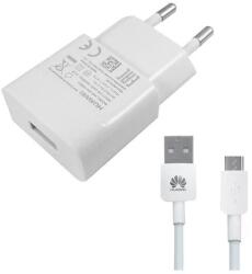 Huawei HW-050100E01W+M Huawei hálózati töltő adapter, USB-A aljzat, 5W + Micro USB kábel, fehér (HW-050100E01W+M)