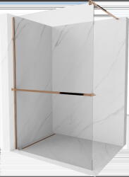 Mexen Kioto, Walk-in zuhany paraván polccal és akasztóval 75 x 200 cm, 8 mm átlátszó üveg, rózsaszín arany profil, 800-075-121-60-00 (800-075-121-60-00)
