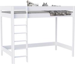 TEMPO KONDELA Pat înălţat cu barieră, 90x200, alb, HUGO