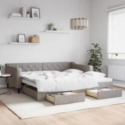 vidaXL tópszínű kihúzható szövet heverő fiókkal 100 x 200 cm (3197470)