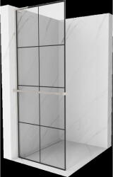 Mexen Kioto+ L perete de duș cu raft Walk-in 90 x 200 cm, grilaj negru, nichel periat - 800-090-123-97-77 (800-090-123-97-77)