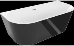 Mexen Oval cadă freestanding de perete 180 x 80 cm, albă/neagră, preaplin nichel periat - 52671808075-97 (52671808075-97)