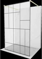 Mexen Kioto perete de duș liber 130 x 200 cm, model negru 8 mm, auriu periat - 800-130-002-55-78 (800-130-002-55-78)