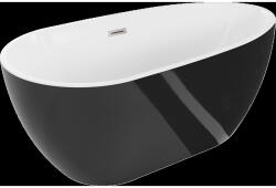Mexen Eos cadă de baie freestanding 150 x 75 cm, alb/negru, preaplin nichel periat - 52471507575-97 (52471507575-97)