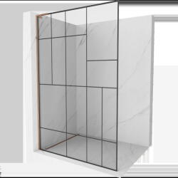 Mexen Kioto L perete de duș Walk-in 110 x 200 cm, model negru, aur roz - 800-110-103-60-78 (800-110-103-60-78)
