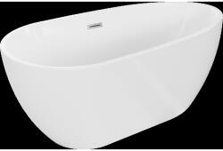 Mexen Eos cadă freestanding 150 x 75 cm, albă, preaplin nichel periat - 52471507500-97 (52471507500-97)