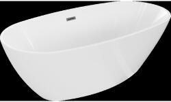 Mexen Eris cadă de baie independentă 155 x 80 cm, albă, preaplin gri armă periat - 53441558000-66 (53441558000-66)