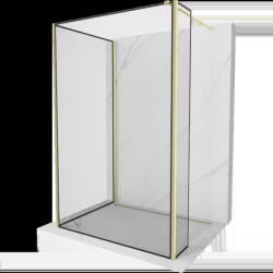 Mexen Kioto perete de duș Walk-in 90 x 90 x 40 cm, ramă neagră, auriu periat - 800-090-090-221-55-70-040 (800-090-090-221-55-70-040)