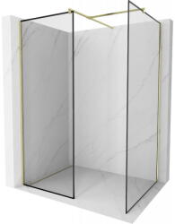 Mexen Kioto perete de duș Walk-in 140 x 100 cm, cadru negru, auriu periat - 800-140-202-55-70-100 (800-140-202-55-70-100)