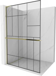 Mexen Kioto+ L perete de duș cu raft Walk-in 70 x 200 cm, model negru, auriu - 800-070-123-50-78 (800-070-123-50-78)