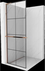 Mexen Kioto+ L perete de duș cu raft Walk-in 70 x 200 cm, grilaj negru, aur roz - 800-070-123-60-77 (800-070-123-60-77)