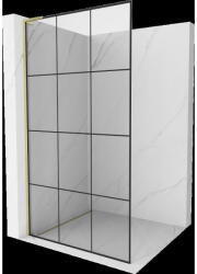 Mexen Kioto L pereți de duș Walk-in 100 x 200 cm, grilaj negru, auriu periat - 800-100-103-55-77 (800-100-103-55-77)