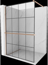 Mexen Kioto+ Panou de duș cu raft Walk-in 130 x 200 cm, grilaj negru, cupru periat - 800-130-121-65-77 (800-130-121-65-77)