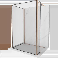 Mexen Kioto perete de duș Walk-in 110 x 100 x 40 cm, cadru negru, cupru periat - 800-110-100-221-65-70-040 (800-110-100-221-65-70-040)