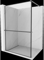 Mexen Kioto+ perete de duș cu raft Walk-in 70 x 200 cm, cadru negru, gri armă periat - 800-070-121-66-70 (800-070-121-66-70)