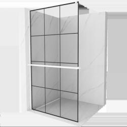 Mexen Kioto+ Perete de duș cu raft Walk-in 100 x 200 cm, grilaj negru, alb - 800-100-121-20-77 (800-100-121-20-77)