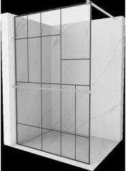 Mexen Kioto+ panel de duș cu raft Walk-in 130 x 200 cm, model negru, nichel periat - 800-130-121-97-78 (800-130-121-97-78)