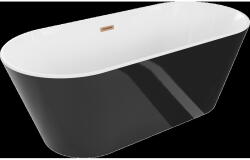 Mexen Flavia cadă de baie independentă 150 x 75 cm, alb/negru, preaplin cupru periat - 54031507575-65 (54031507575-65)