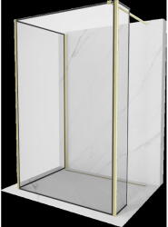 Mexen Kioto perete de duș Walk-in 110 x 90 x 30 cm, cadru negru, auriu periat - 800-110-090-221-55-70-030 (800-110-090-221-55-70-030)