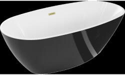 Mexen Eris cadă freestanding 180 x 80 cm, alb/negru, preaplin auriu periat - 53441808075-55 (53441808075-55)