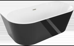 Mexen Oval cada de baie independentă, montare pe perete, 150 x 75 cm, alb/negru, preaplin din nichel periat - 52671507575-97 (52671507575-97)